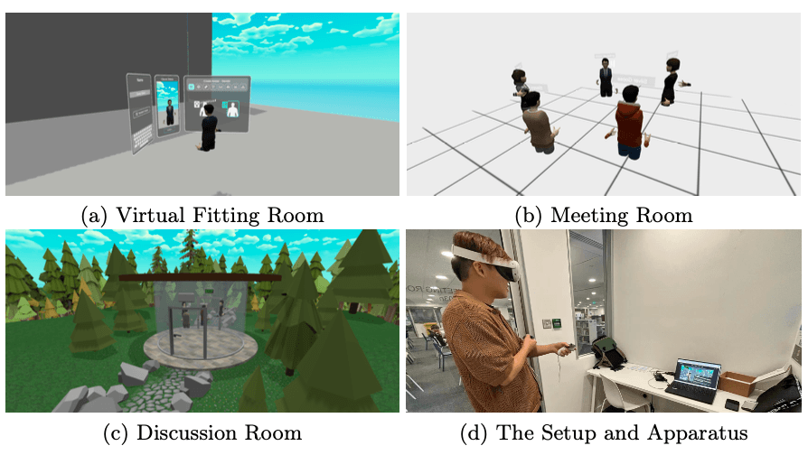 Virtual spaces in Edu-Metaverse and apparatus we used for this study