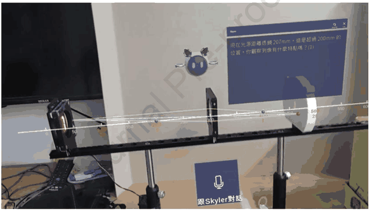 Figure 1. Context-aware AR guidance during a convex-lens experiment.
